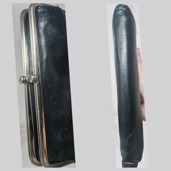 Hobo International Lauren Double Frame Clutch Bifold Wallet Leather Forest Green - Picture 14 of 16